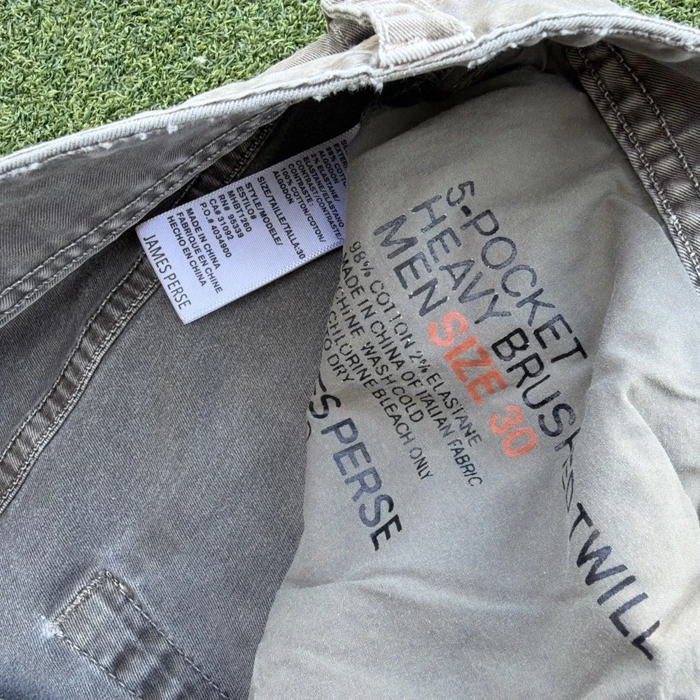James Perse Brushed Twill 5 Pocket Pants Brown Men 30x31 UNHEMMED Slim $325